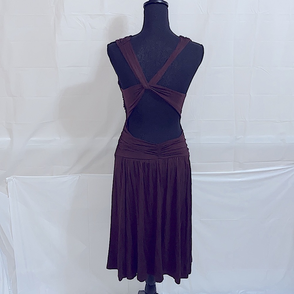 Aziz Brown Midi Cocktail Dress Size S - Picture 3 of 7